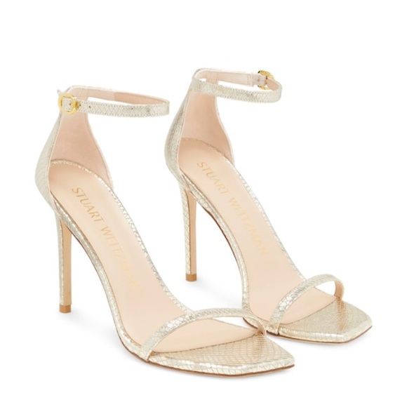 Stuart Weismann Nudist Curve 100 Platino Gold Sandal - Picture 1 of 8